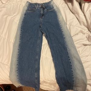 High waisted double color jeans